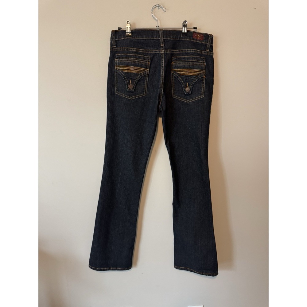 Vintage 2000's Y2K Low Rise Flare Jeans Dark Wash Button Pockets Stretch Sz 13 - Picture 4 of 10